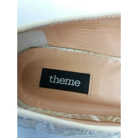 Elegant Slip-On Brocade Flats Slippers Ballet Size 8.5 Embellishment Gold Silver - Picture 6 of 10